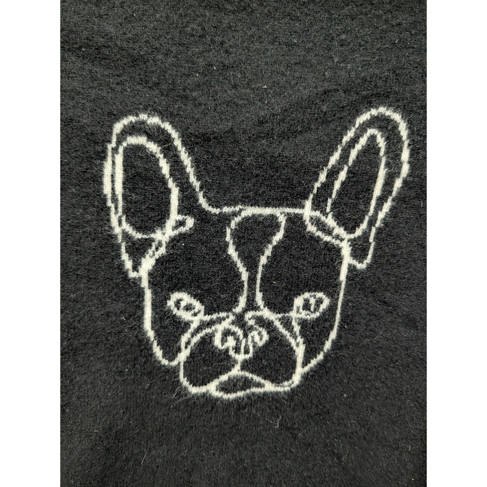 Jumper 1234 French Bulldog Wool Cashmere Sweater Black Crew Neck Frenchie- XS - Picture 6 of 7